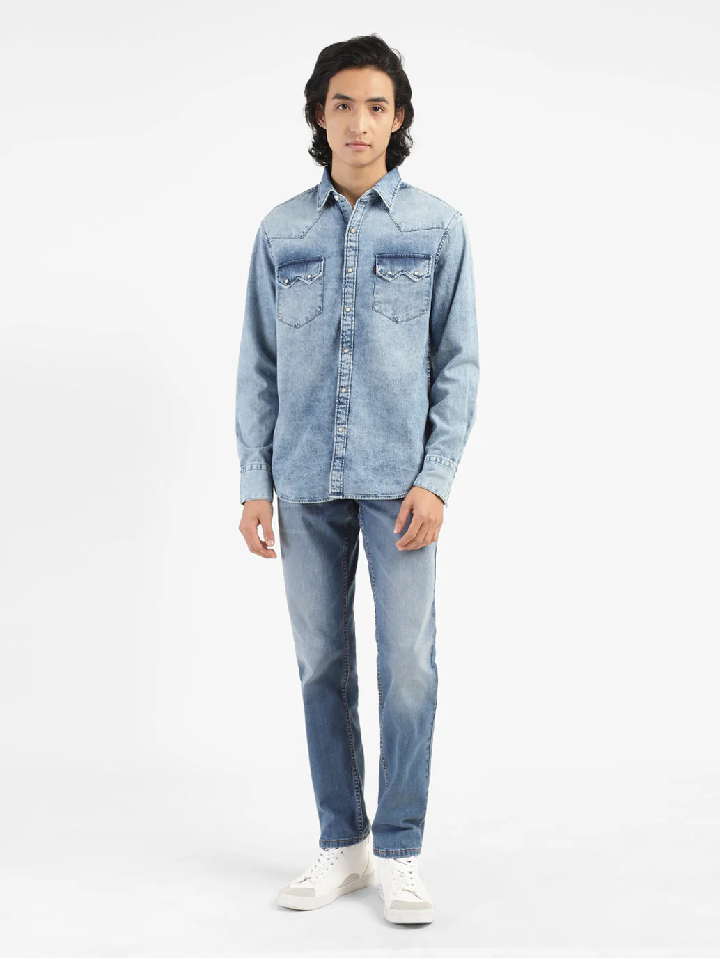 Men's Solid Blue Collar Denim Shirt - Image 5