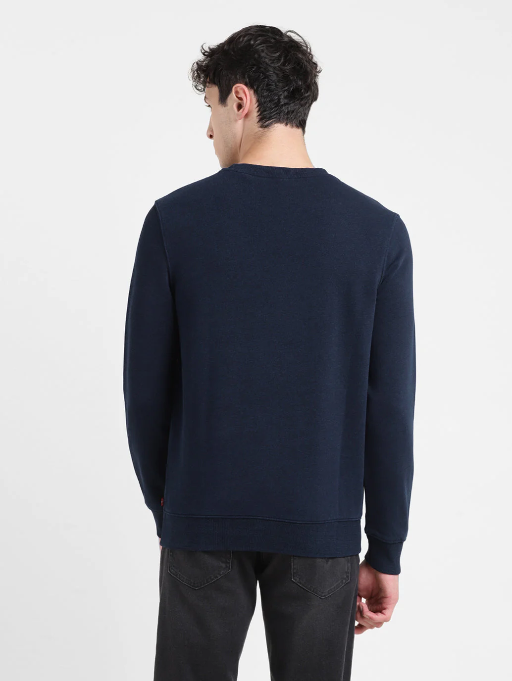Men's Solid Blue Crew Neck Sweatshirt - Image 3