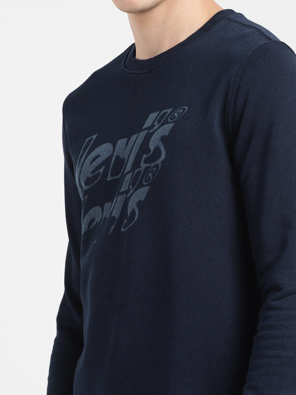 Men's Solid Blue Crew Neck Sweatshirt - Image 5