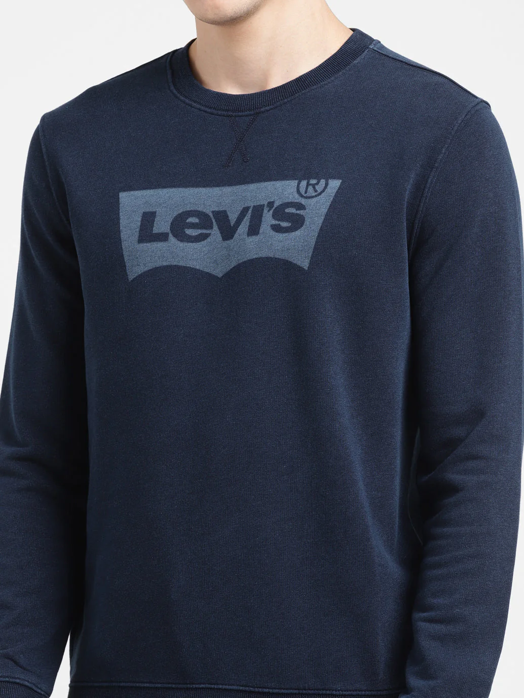 Men's Solid Blue Crew Neck Sweatshirt - Image 5