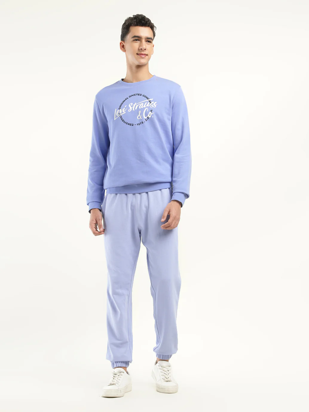 Men's Solid Blue Crew Neck Sweatshirt - Image 6