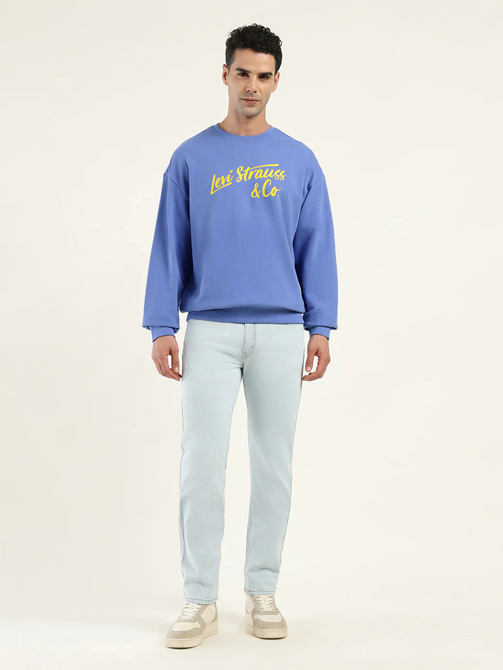 Men's Solid Blue Crew Neck Sweatshirt - Image 6
