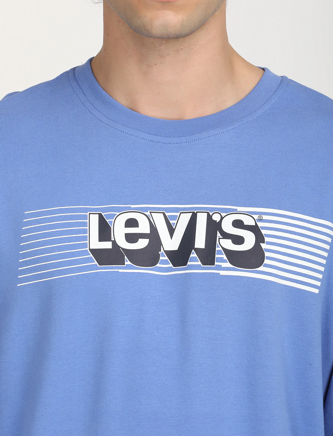 Men's Solid Blue Crew Neck Sweatshirt - Image 4