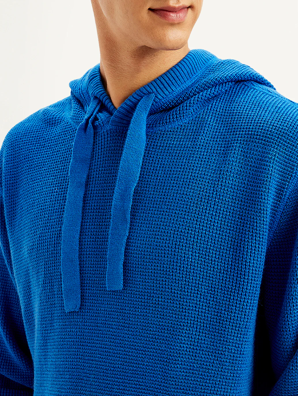 Men's Solid Blue Hooded Sweatshirt - Image 4