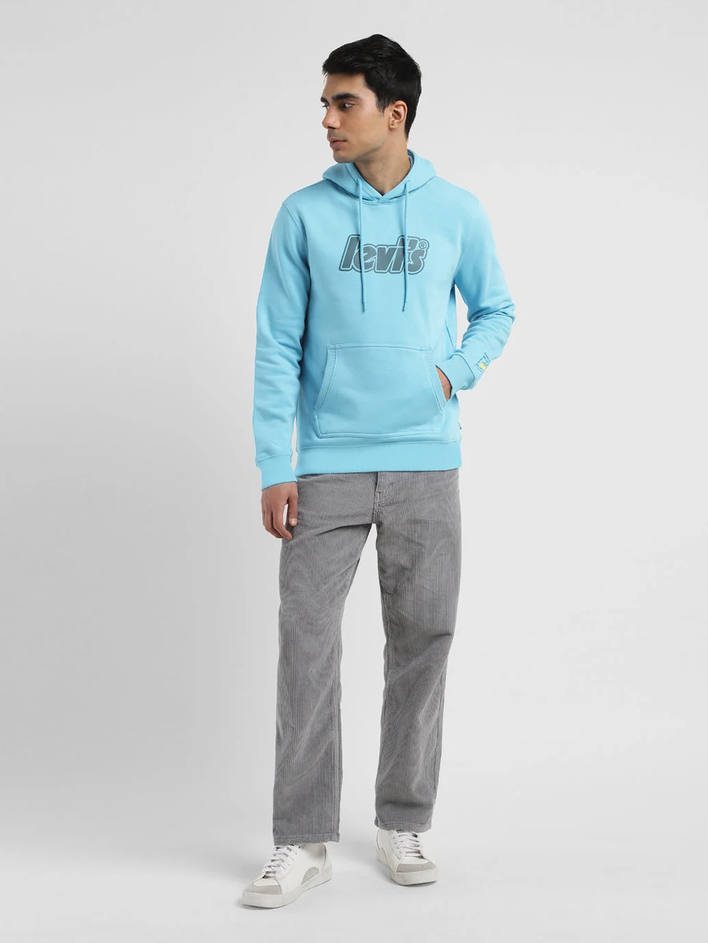 Men's Solid Blue Hooded Sweatshirt - Image 6