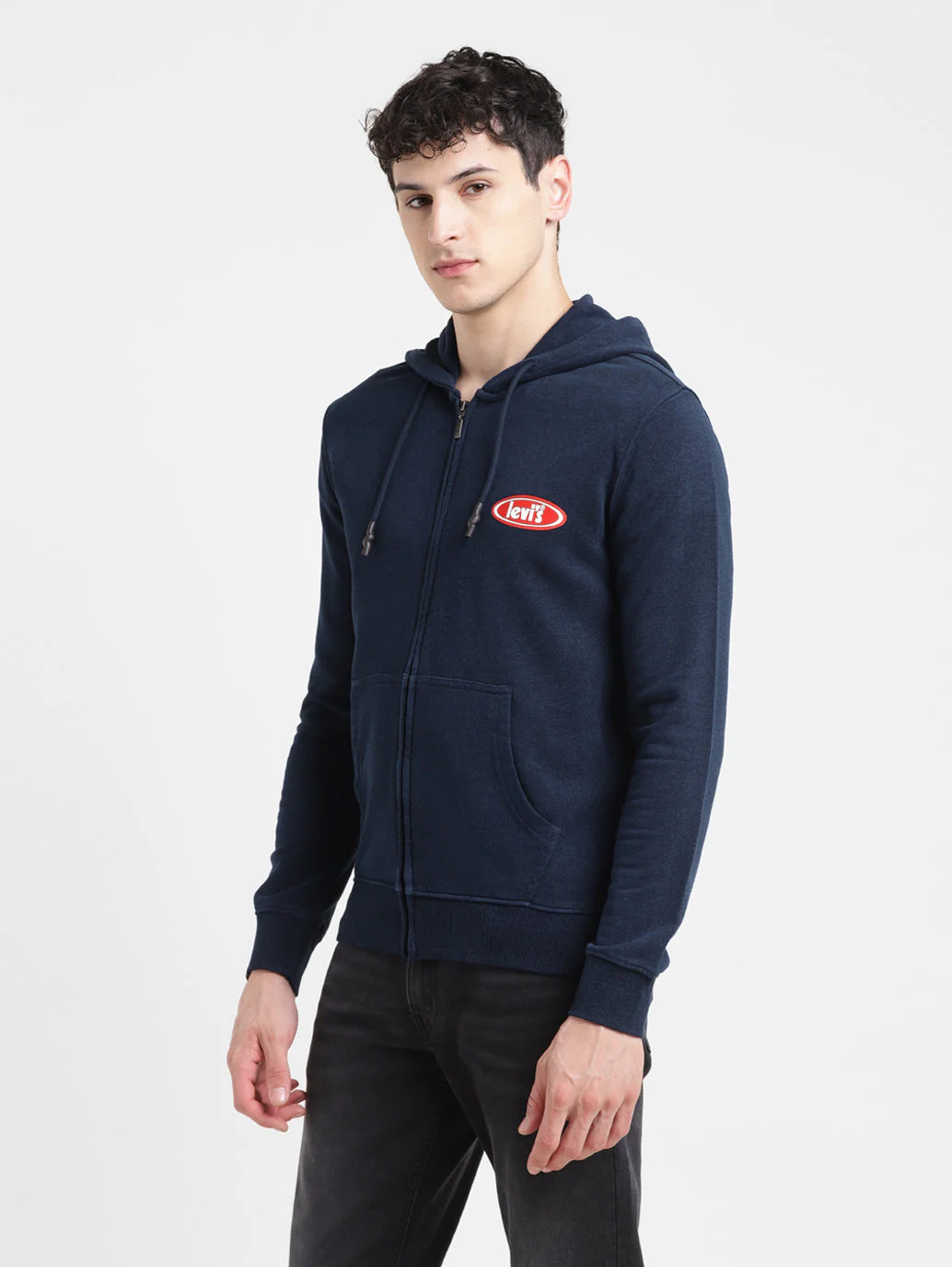 Men's Solid Blue Hooded Sweatshirt - Image 4