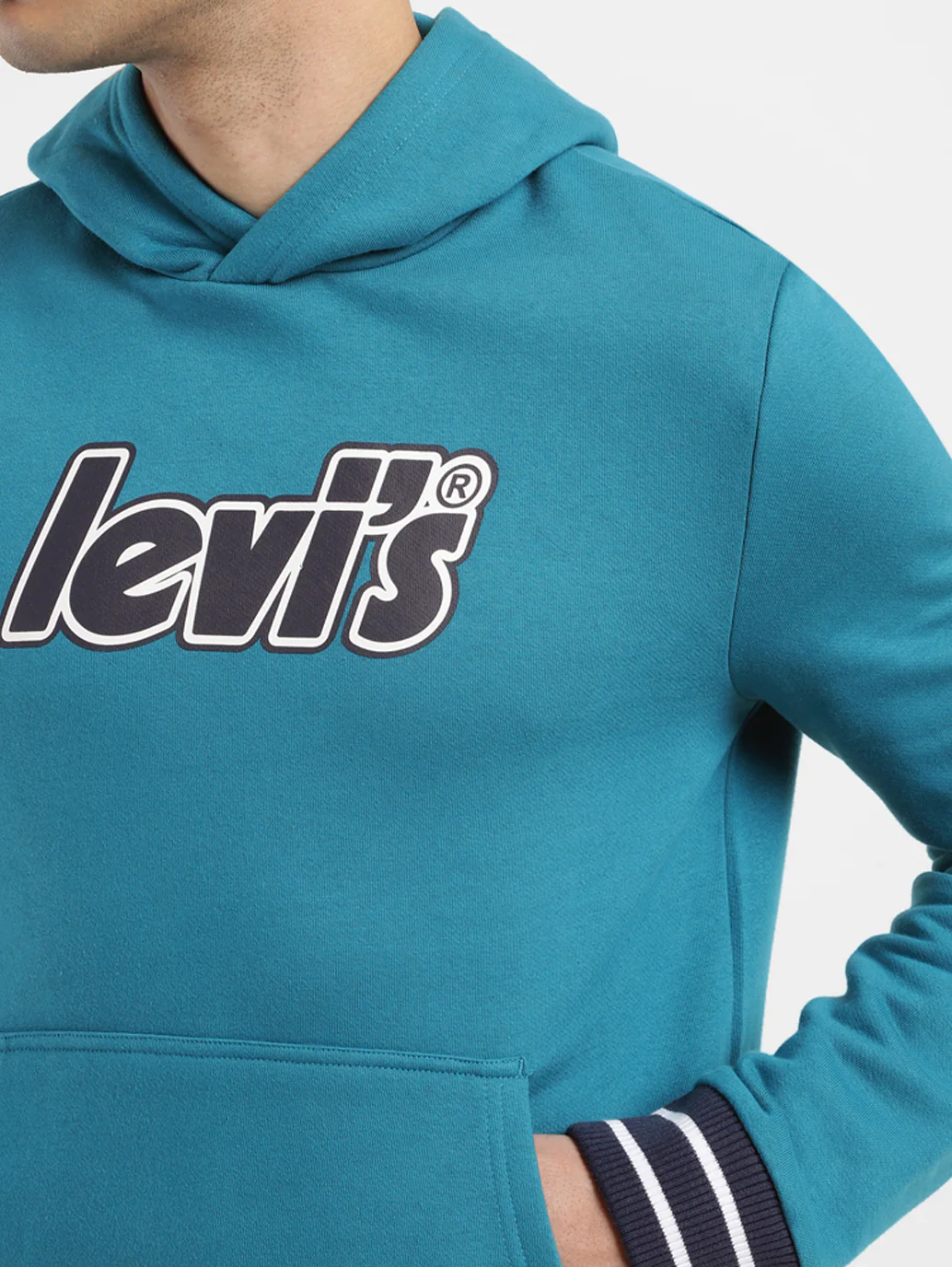 Men's Solid Blue Hooded Sweatshirt - Image 8