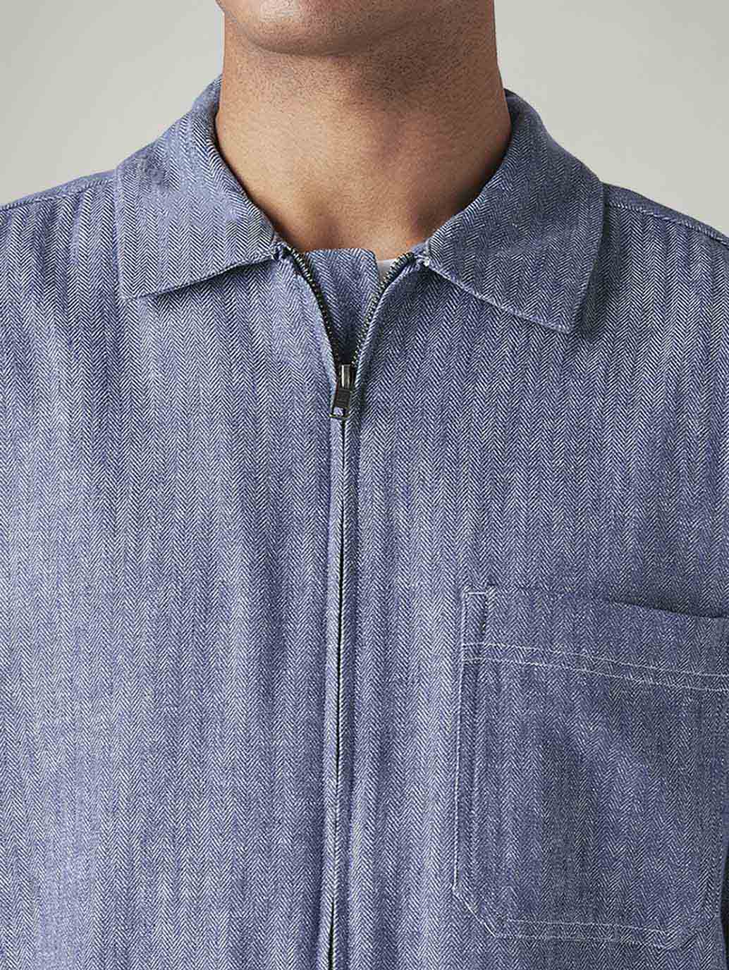 Men's Solid Blue Linen Shacket - Image 4