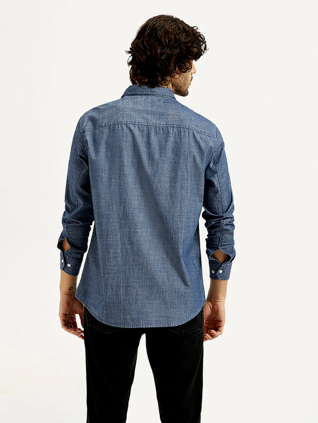 Men's Solid Blue Slim Fit Shirt - Image 2