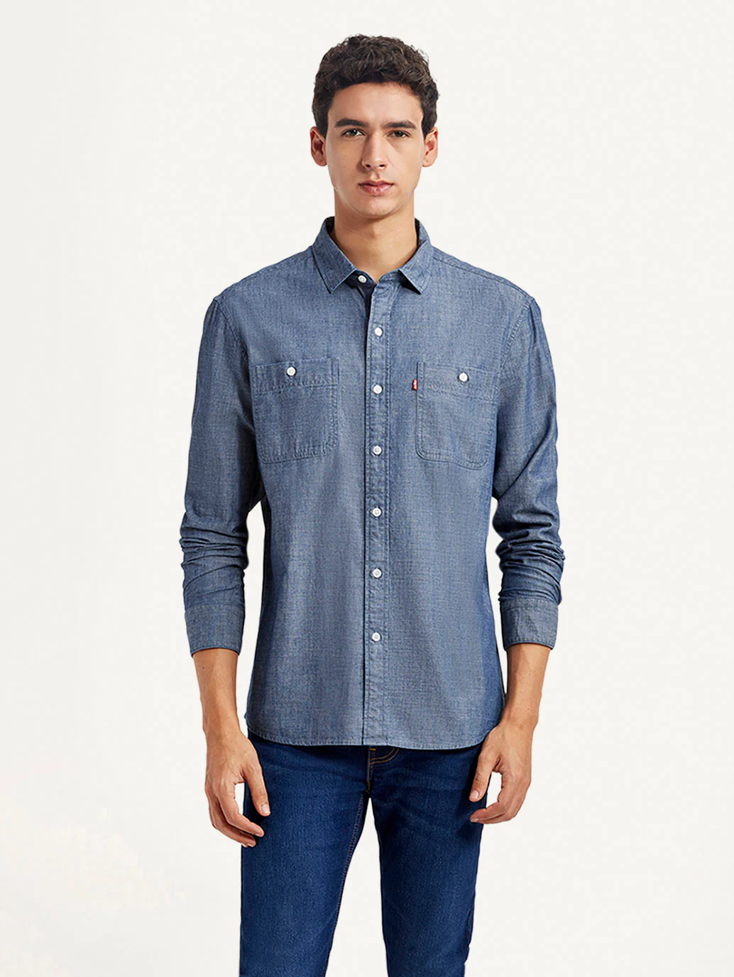 Men's Solid Indigo Slim Fit Shirt - Image 2