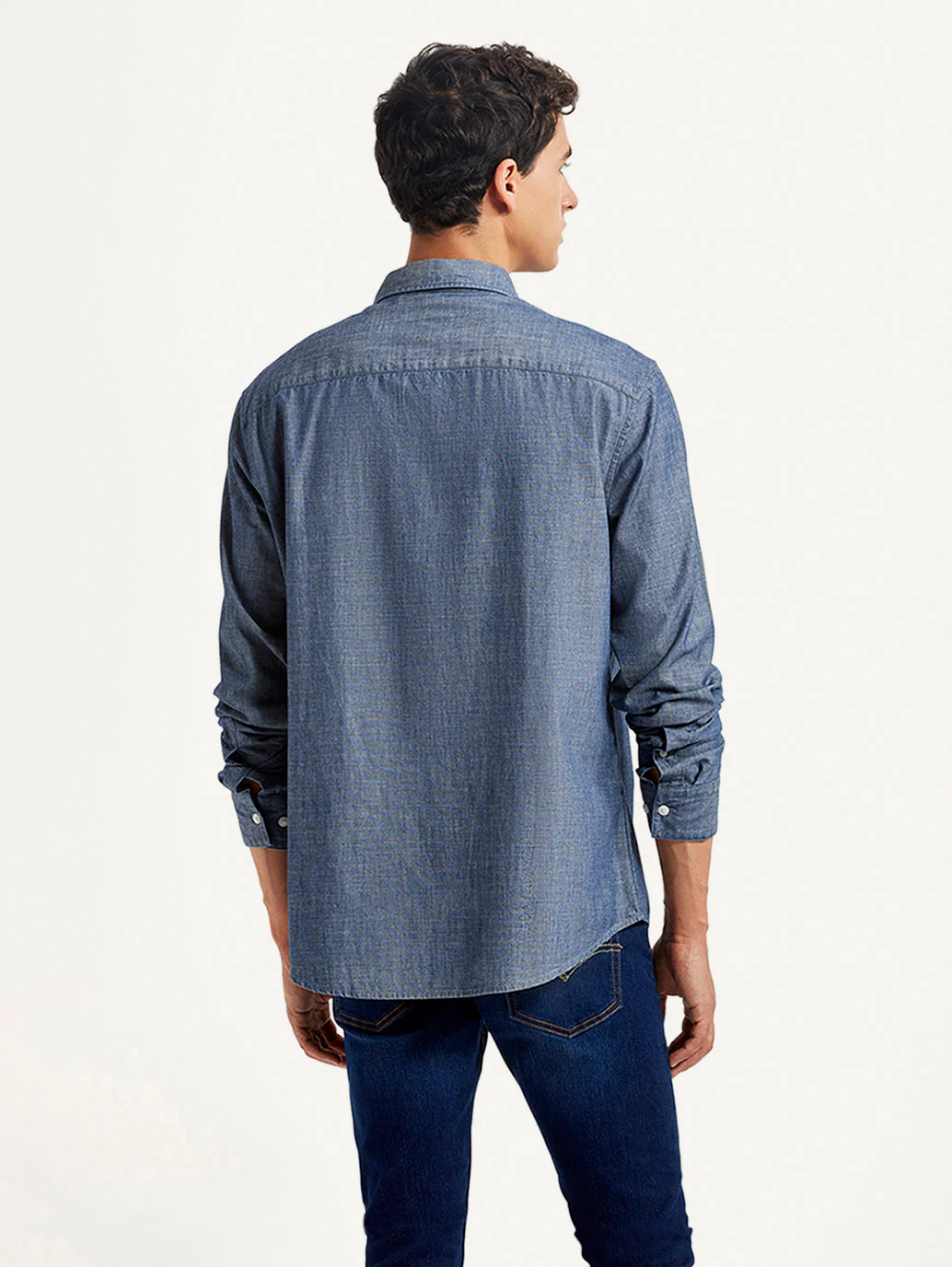 Men's Solid Indigo Slim Fit Shirt - Image 3