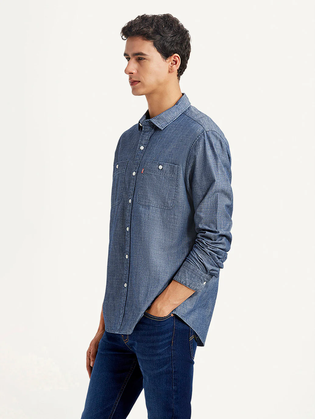 Men's Solid Indigo Slim Fit Shirt - Image 5