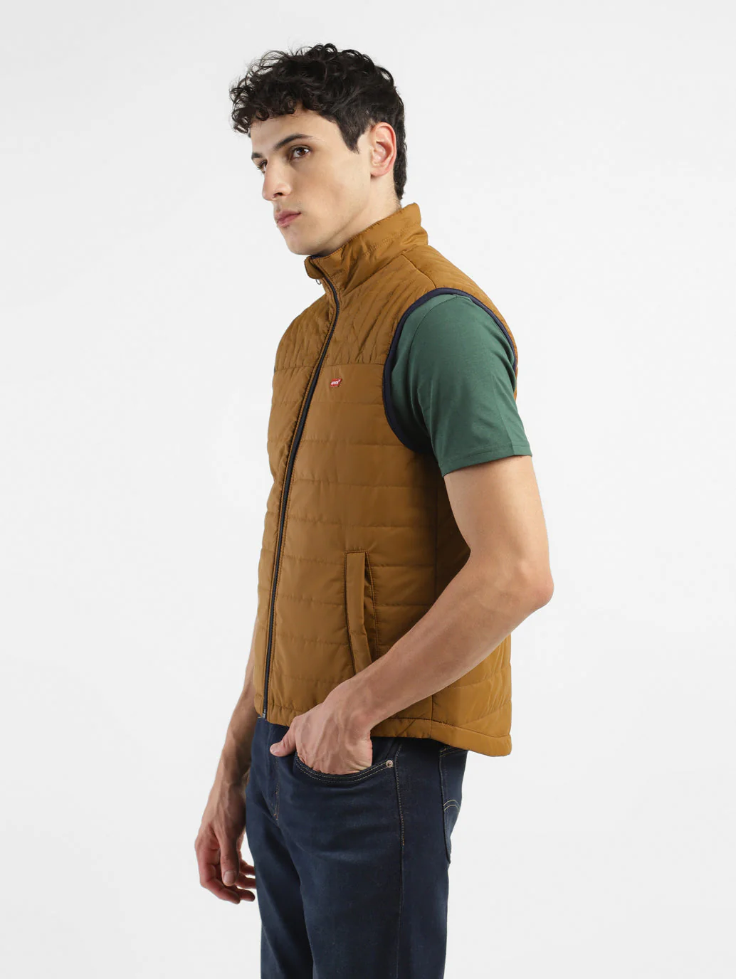 Men's Solid Brown Reversible Padded Jacket - Image 6