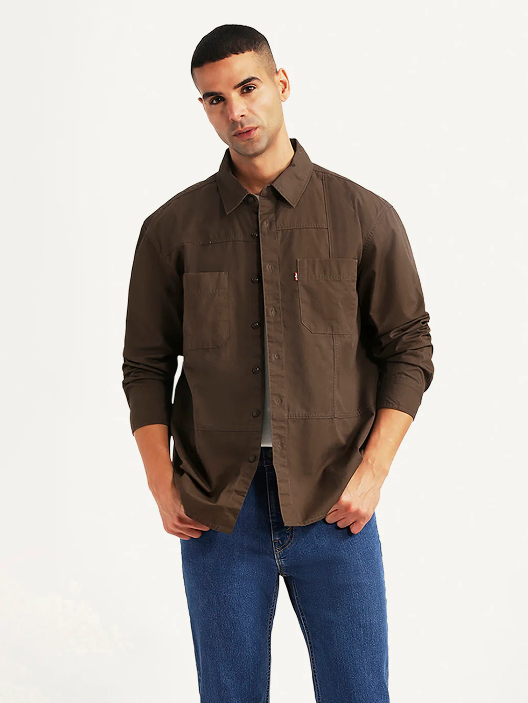 Men's Solid Brown Relaxed Fit Commuter Shirt