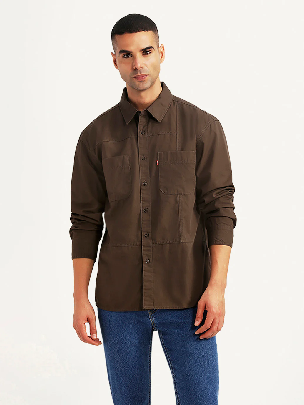 Men's Solid Brown Relaxed Fit Commuter Shirt - Image 2