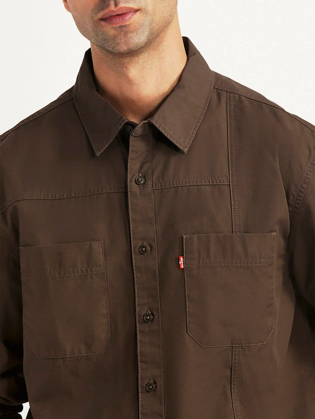 Men's Solid Brown Relaxed Fit Commuter Shirt - Image 4