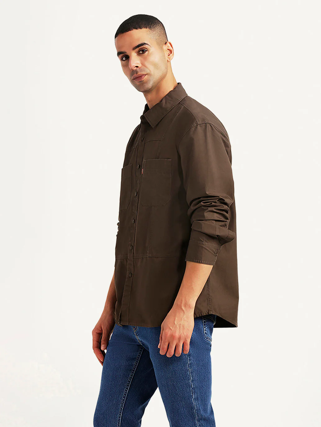 Men's Solid Brown Relaxed Fit Commuter Shirt - Image 5