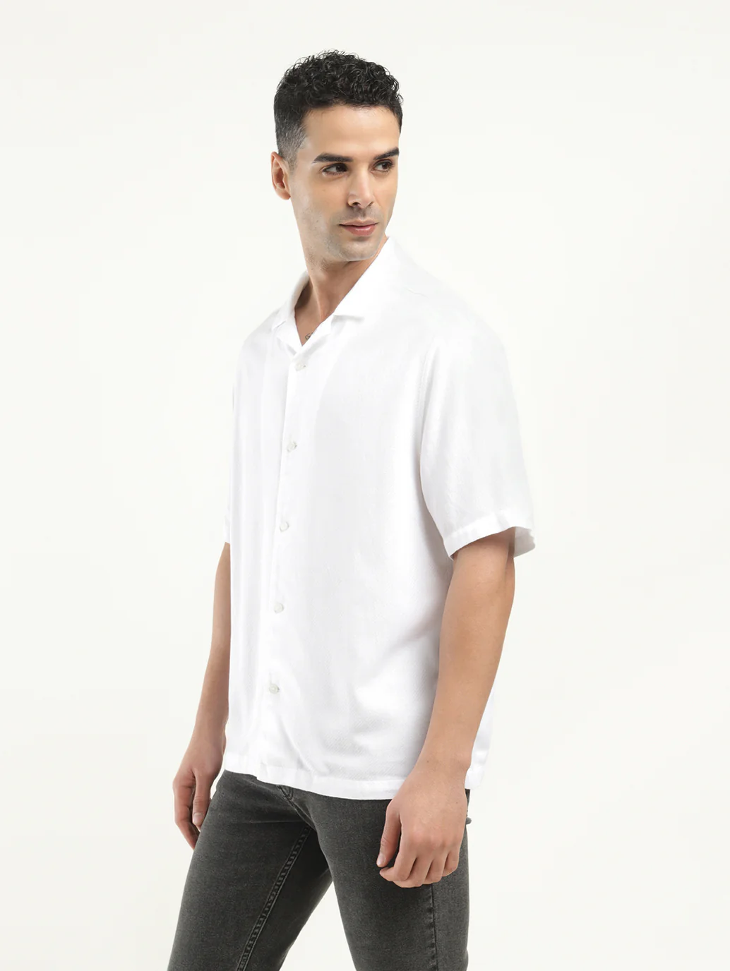 Men's Solid Camp Collar Shirt - Image 5