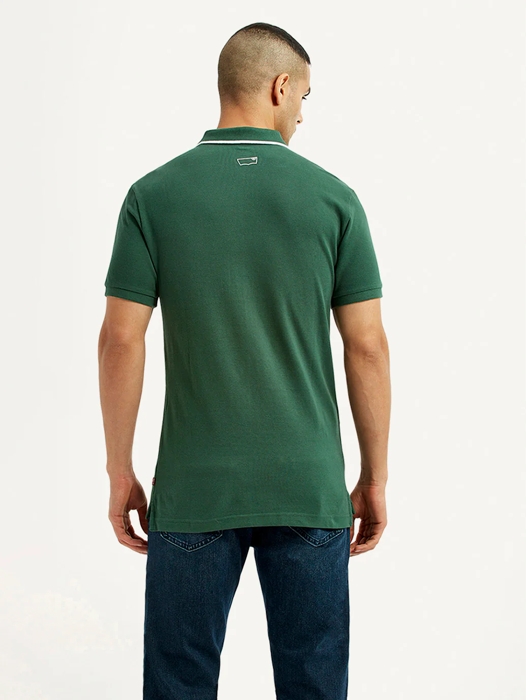 Men's Solid Dark Green Polo T-Shirt - Image 2