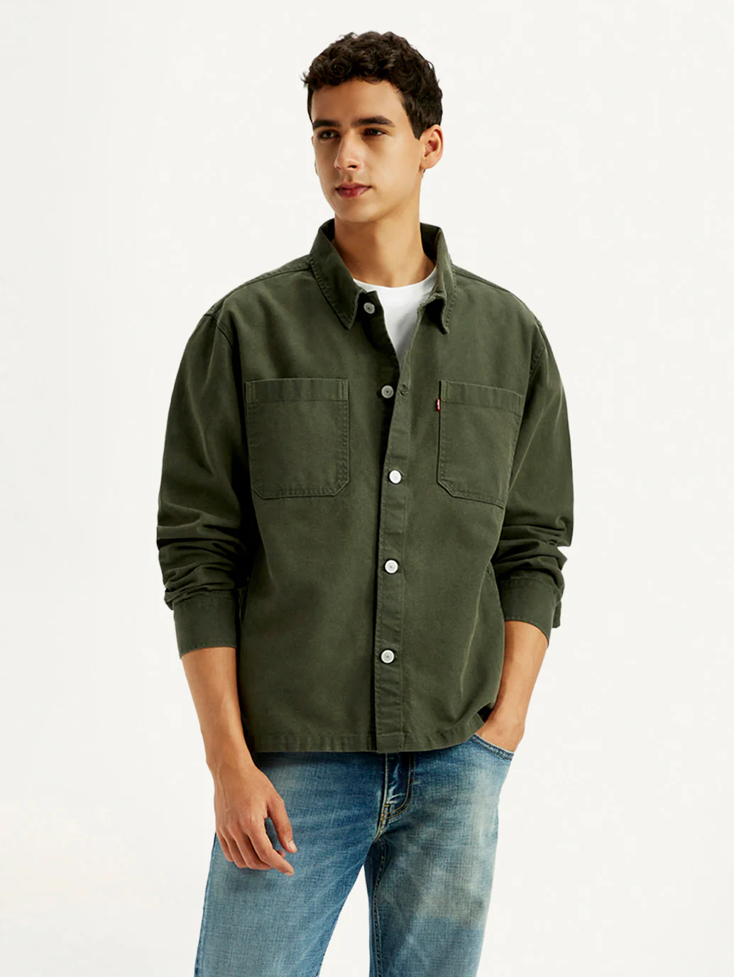 Men's Solid Dark Green Slim Fit Shirt - Image 2