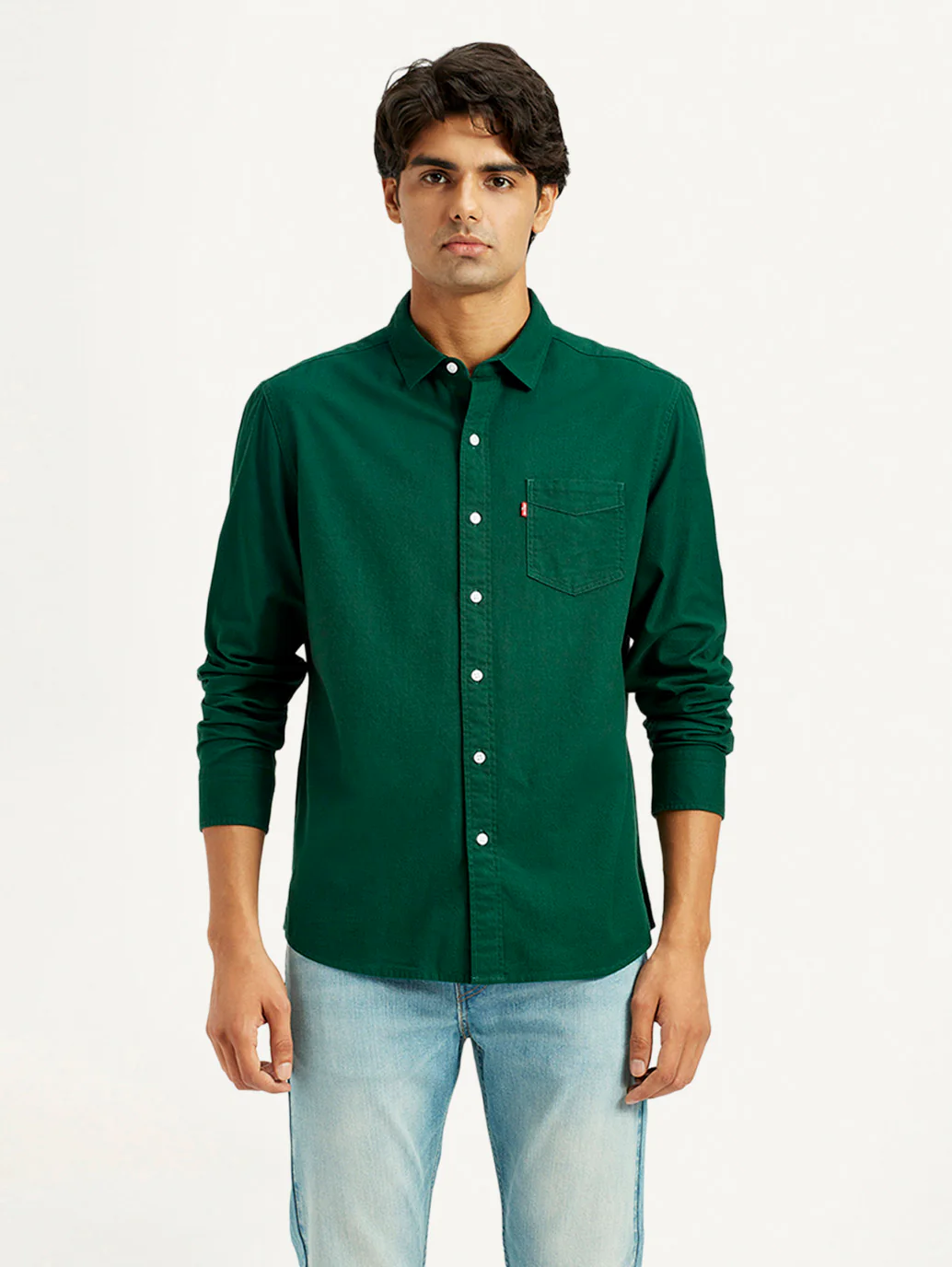 Men's Solid Dark Green Slim Fit Shirt