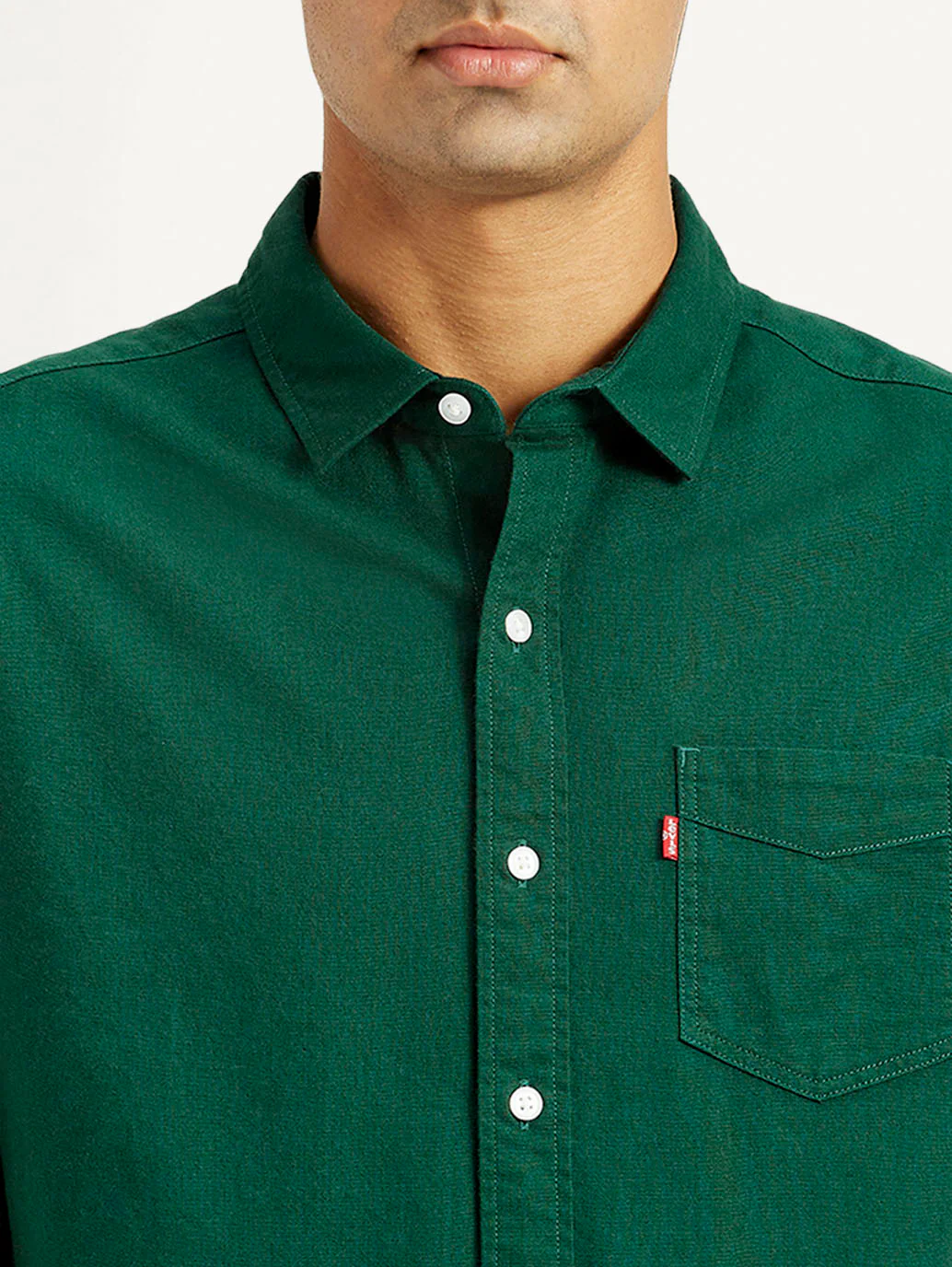 Men's Solid Dark Green Slim Fit Shirt - Image 3