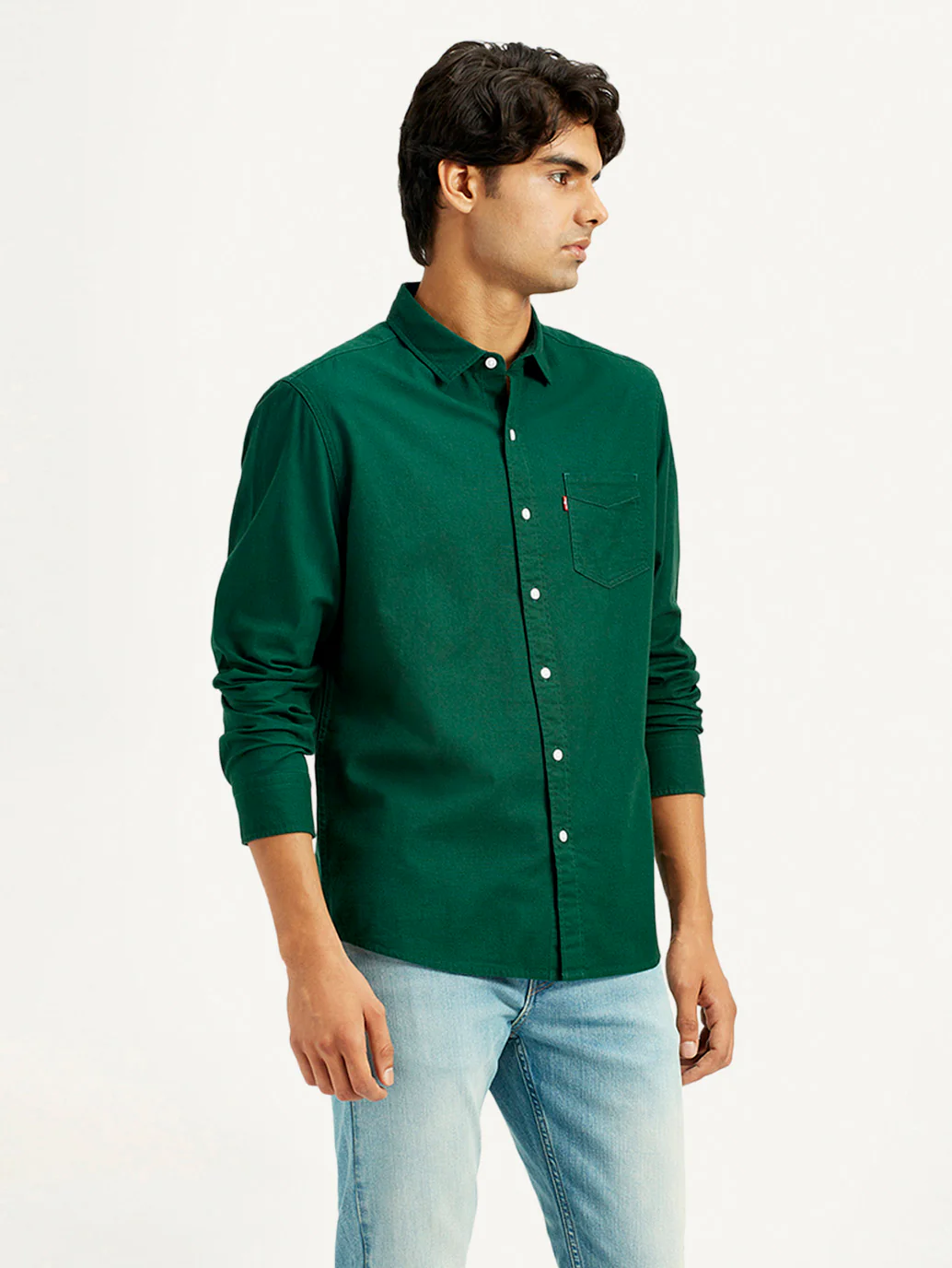 Men's Solid Dark Green Slim Fit Shirt - Image 4