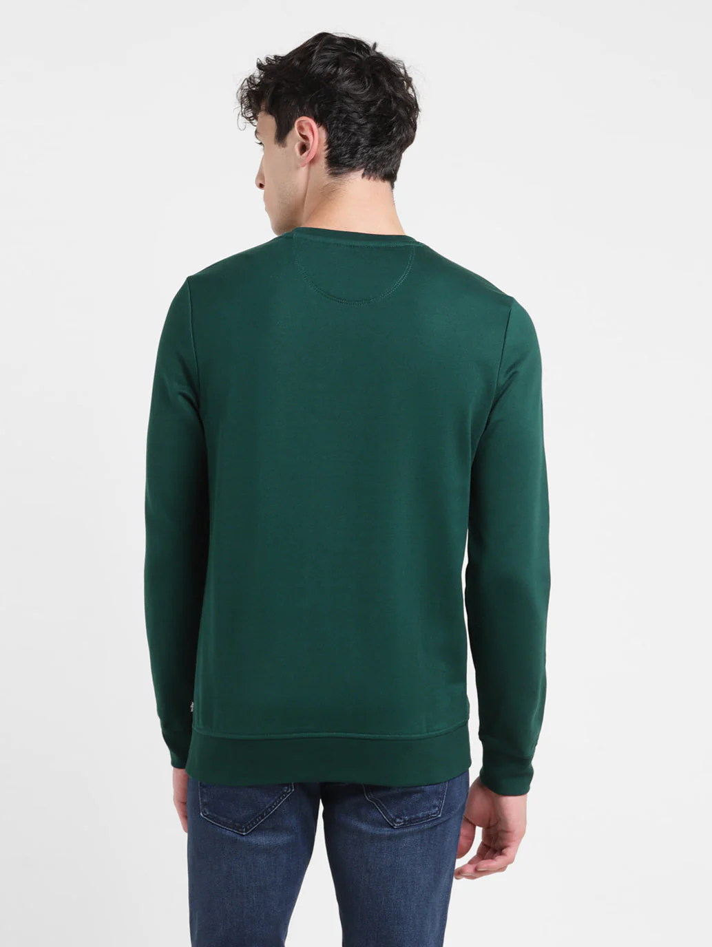 Men's Solid Green Crew Neck Sweatshirt - Image 3