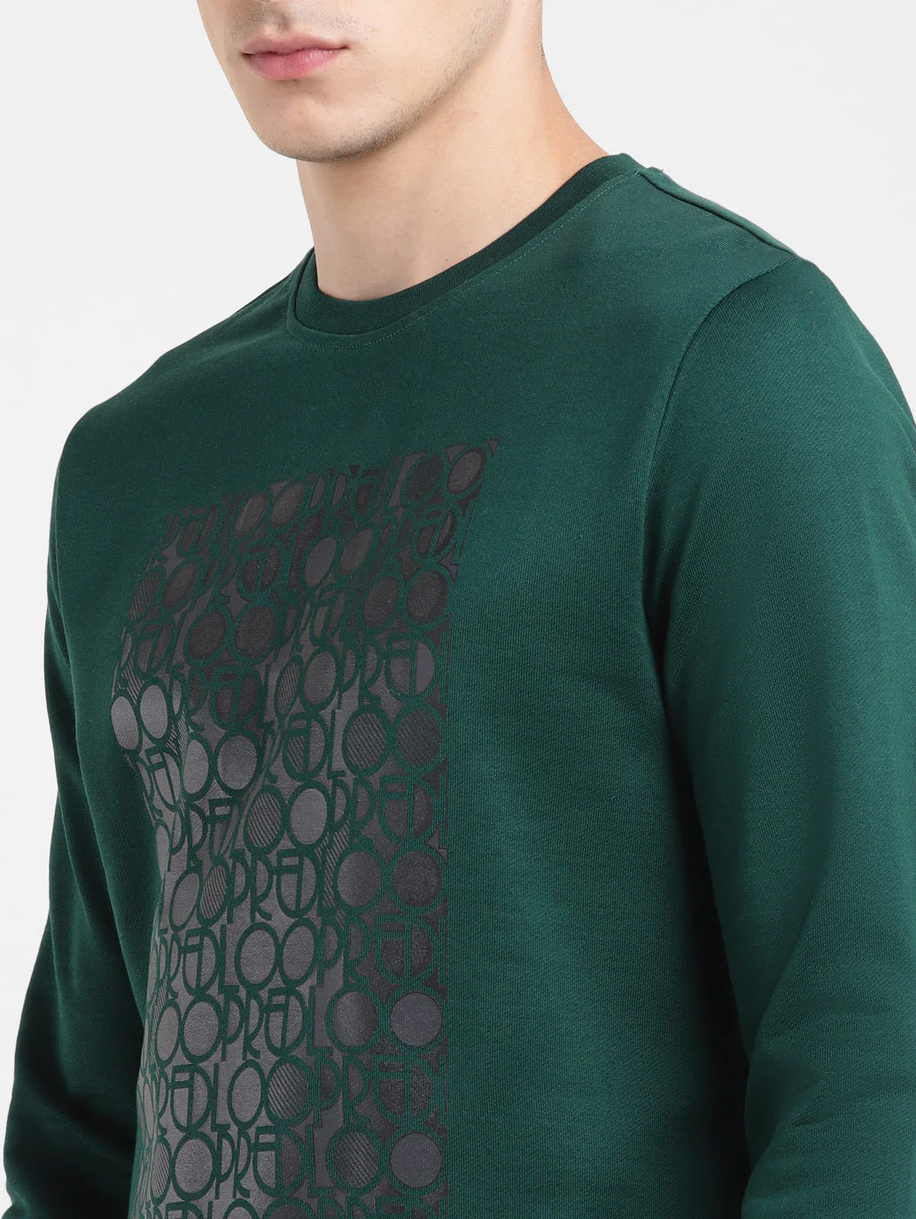 Men's Solid Green Crew Neck Sweatshirt - Image 5