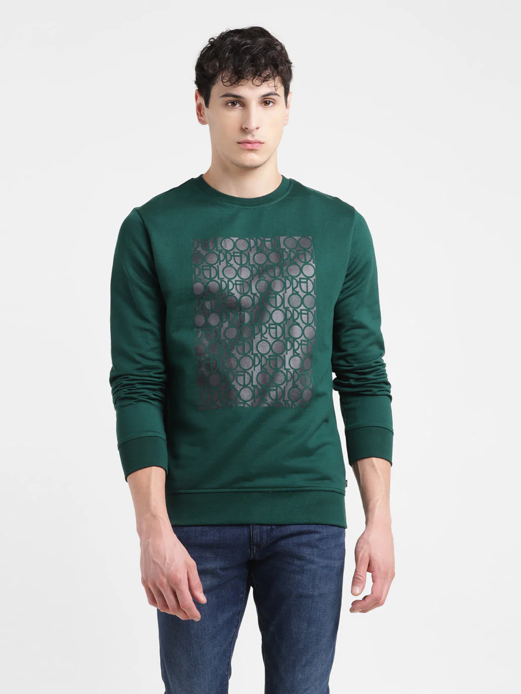 Men's Solid Green Crew Neck Sweatshirt - Image 6