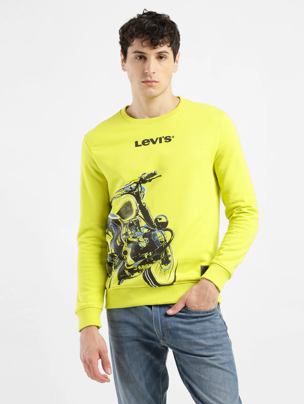 Men's Solid Green Crew Neck Sweatshirt - Image 2