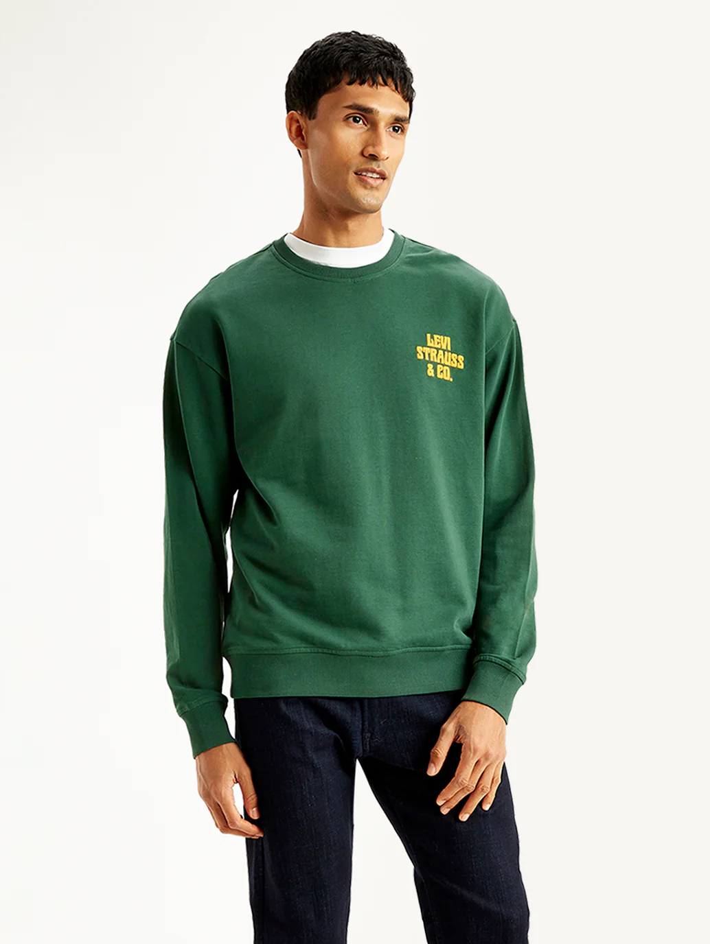 Men's Solid Green Crew Neck Sweatshirt - Image 5