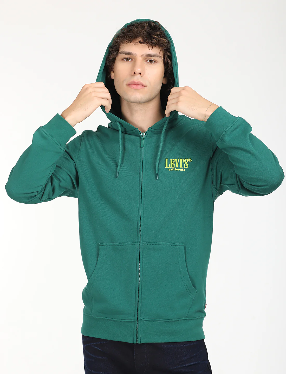 Men's Solid Green Hooded Sweatshirt - Image 2