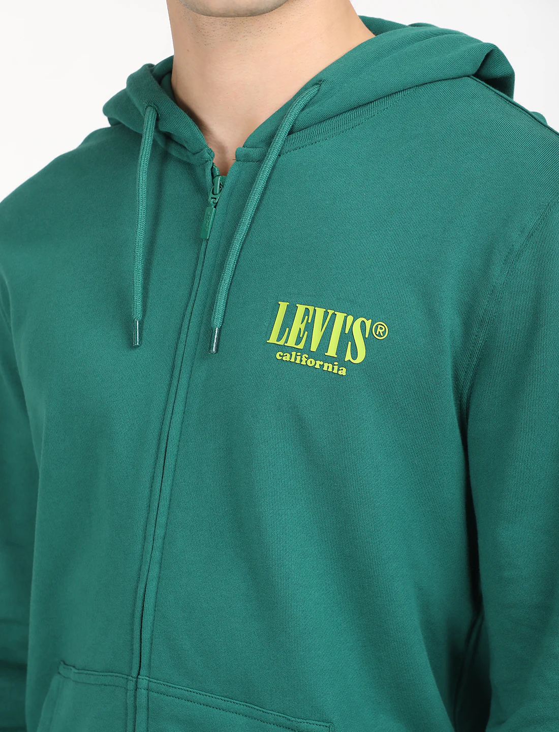 Men's Solid Green Hooded Sweatshirt - Image 3