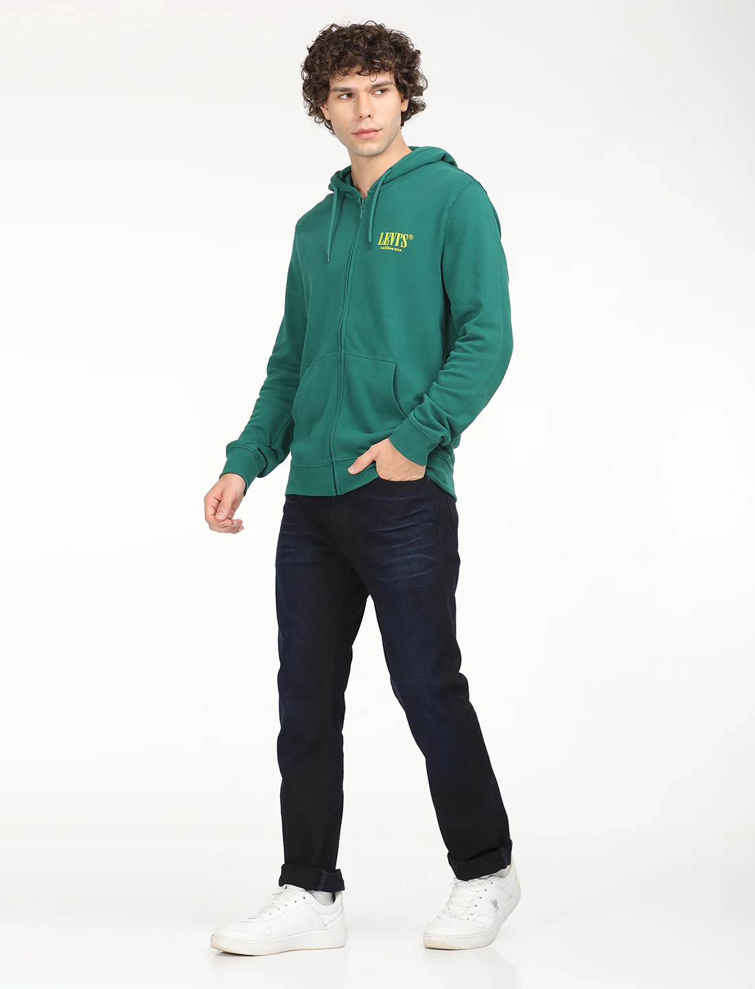 Men's Solid Green Hooded Sweatshirt - Image 7