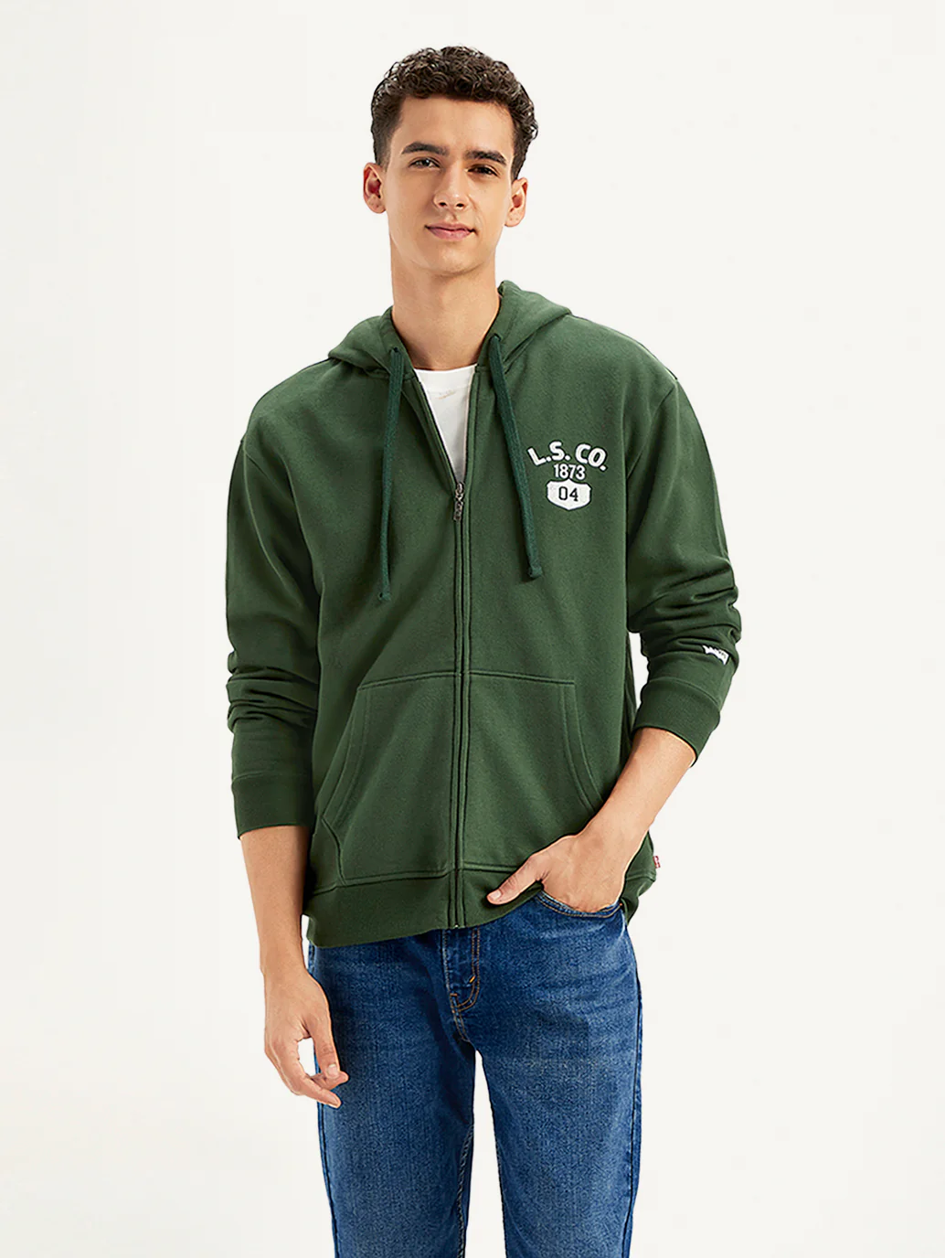 Men's Solid Green Hooded Sweatshirt - Image 2