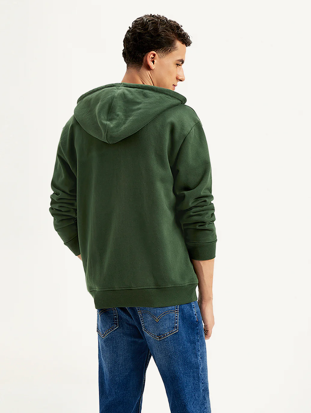 Men's Solid Green Hooded Sweatshirt - Image 3