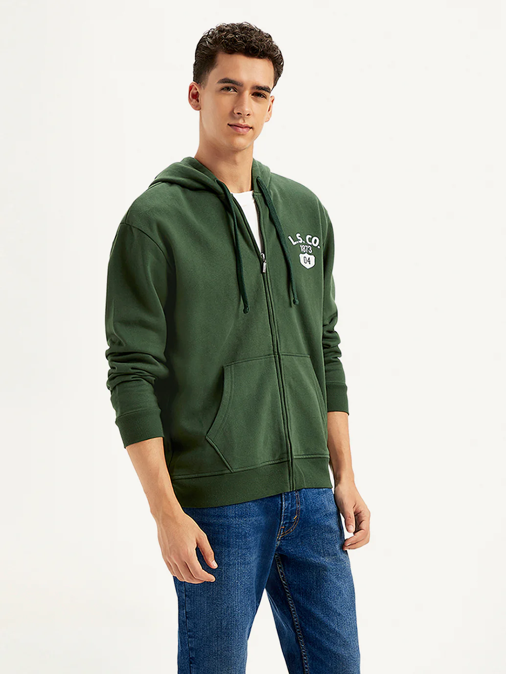 Men's Solid Green Hooded Sweatshirt - Image 5