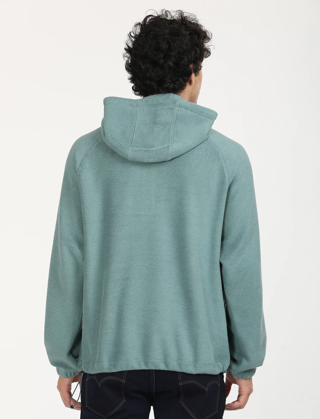 Men's Solid Green Hooded Sweatshirt - Image 3