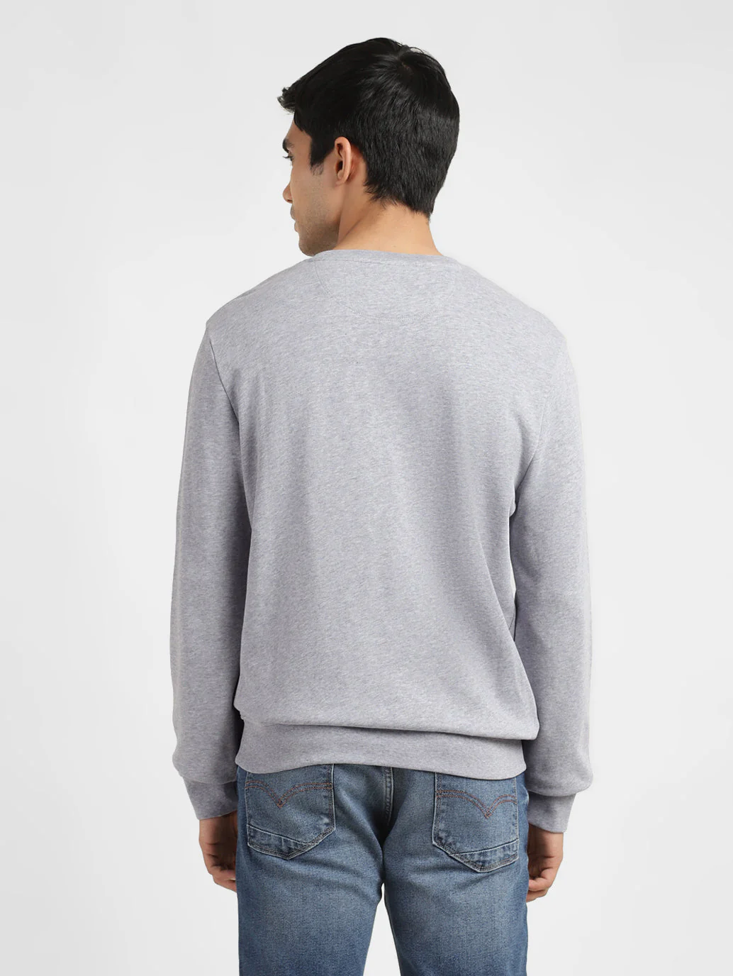 Men's Solid Grey Crew Neck Sweatshirt - Image 3