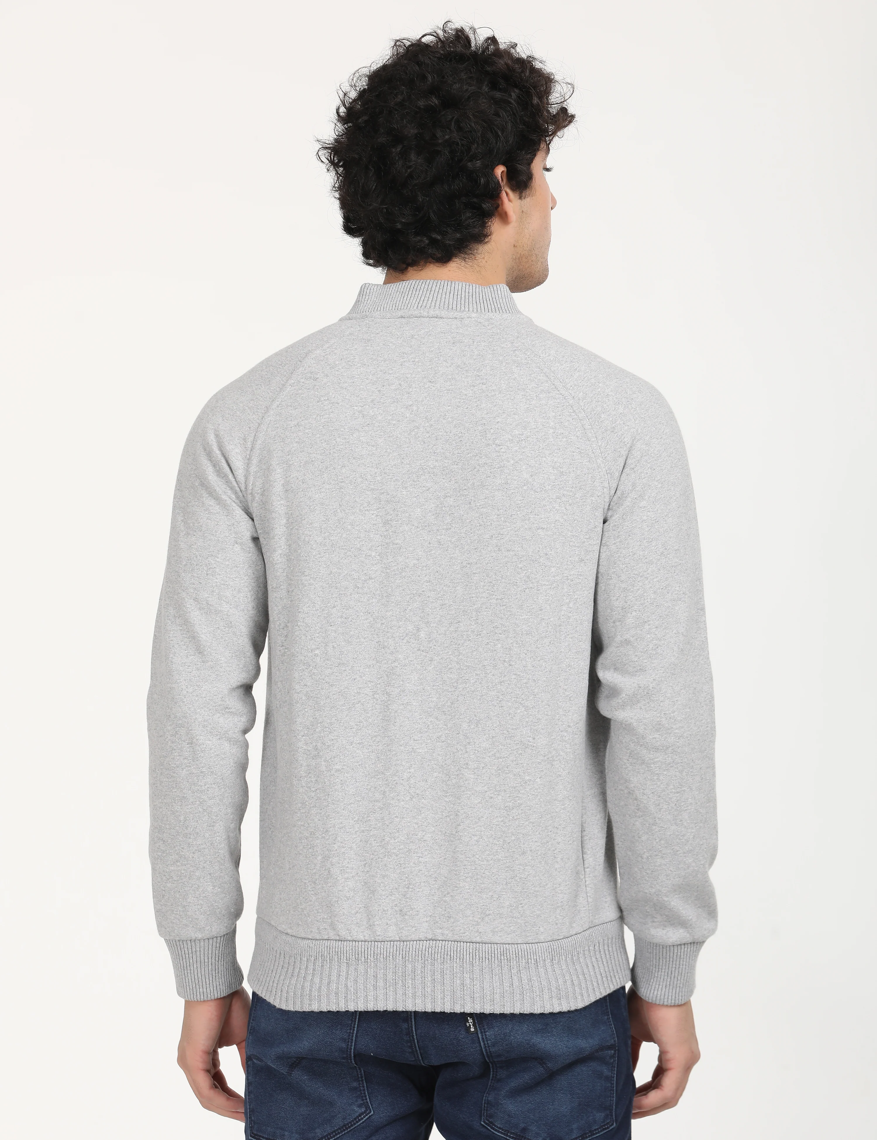 Men's Solid Grey Crew Neck Sweatshirt - Image 3