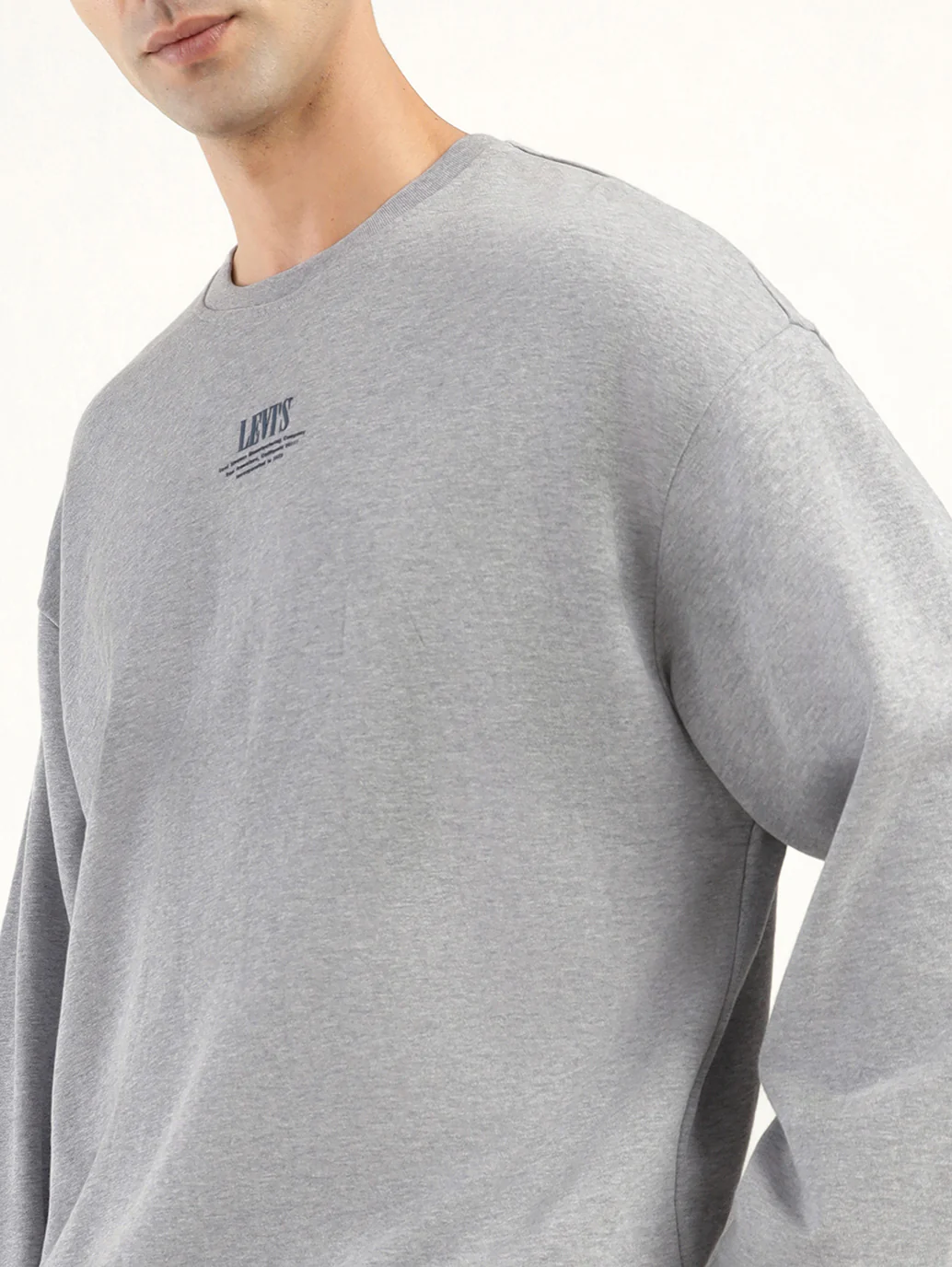 Men's Solid Grey Crew Neck Sweatshirt - Image 4