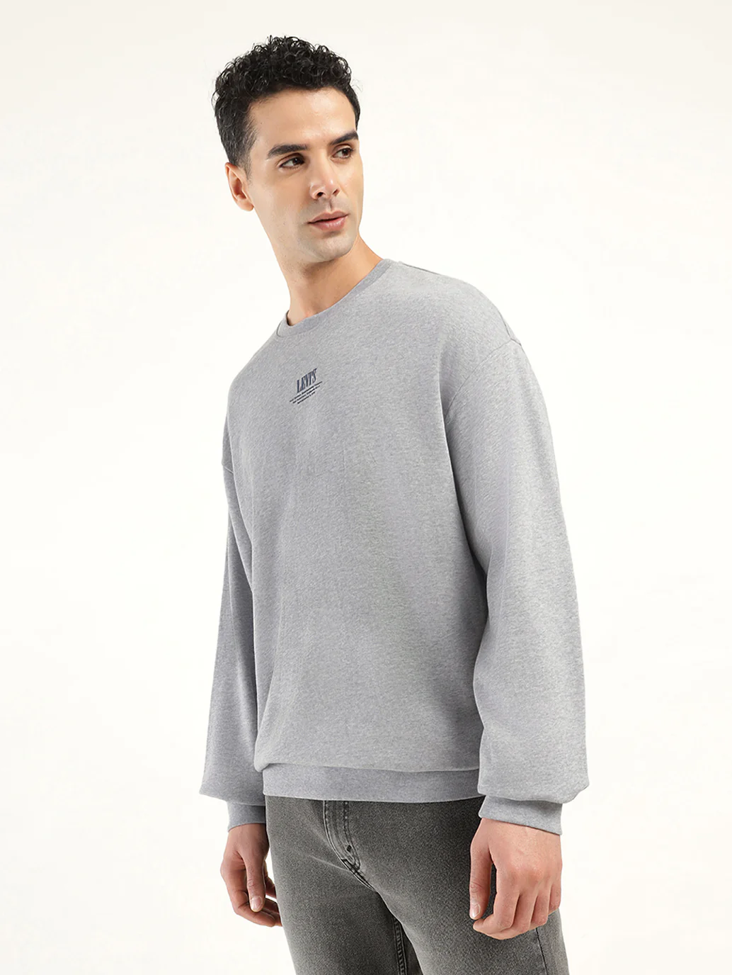 Men's Solid Grey Crew Neck Sweatshirt - Image 5