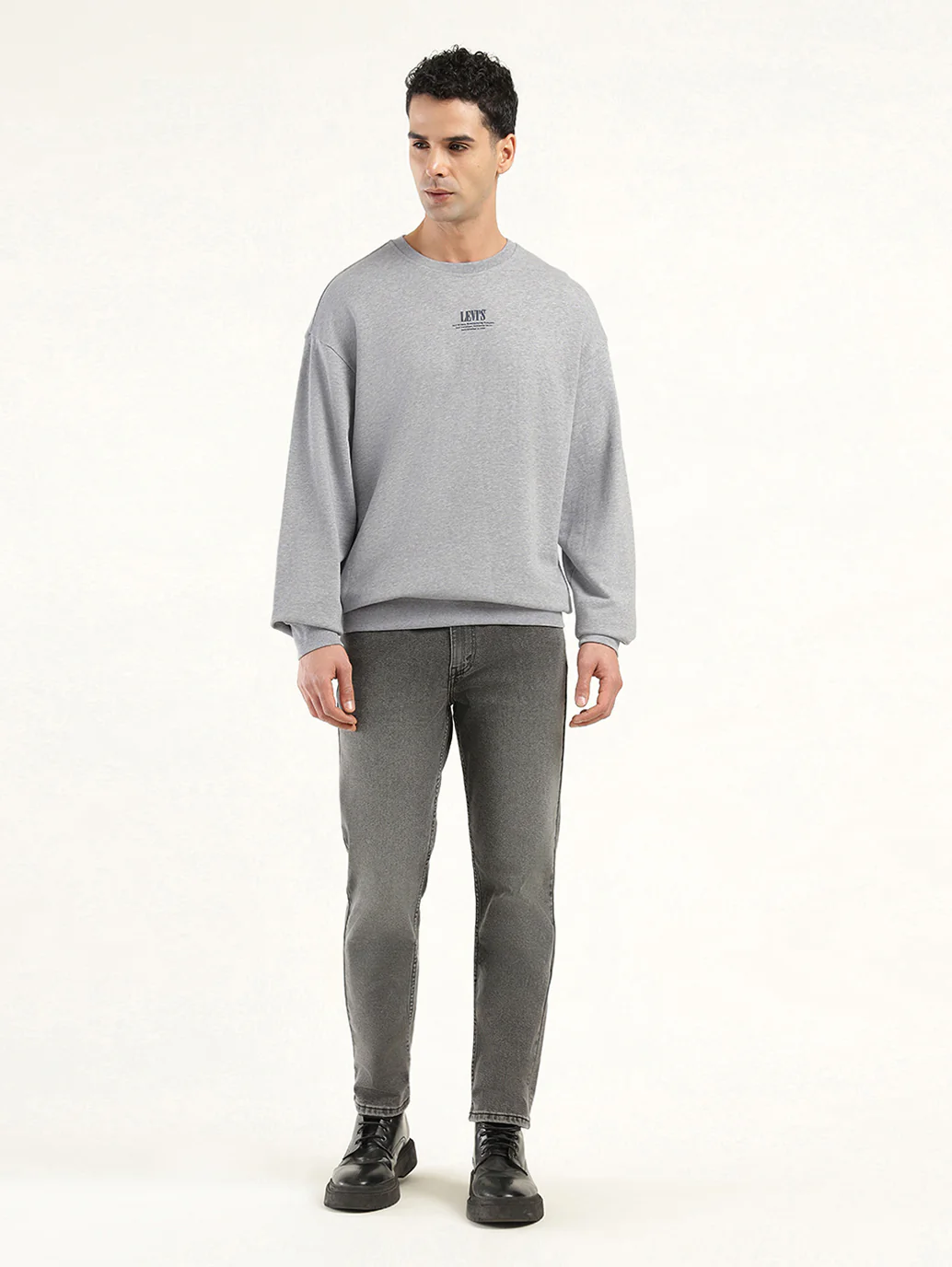 Men's Solid Grey Crew Neck Sweatshirt - Image 6