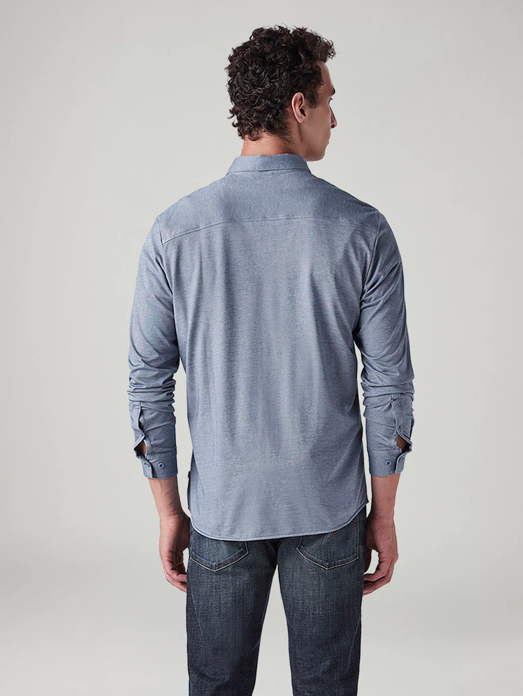 Men's Solid Blue Slim Fit Textured Shirt - Image 2