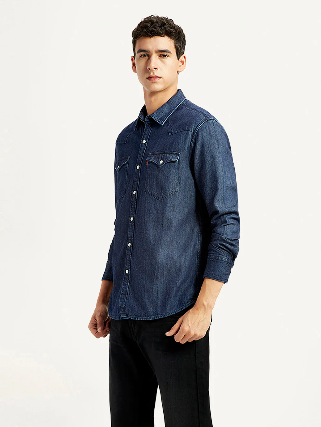 Men's Solid Indigo Slim Fit Shirt - Image 4