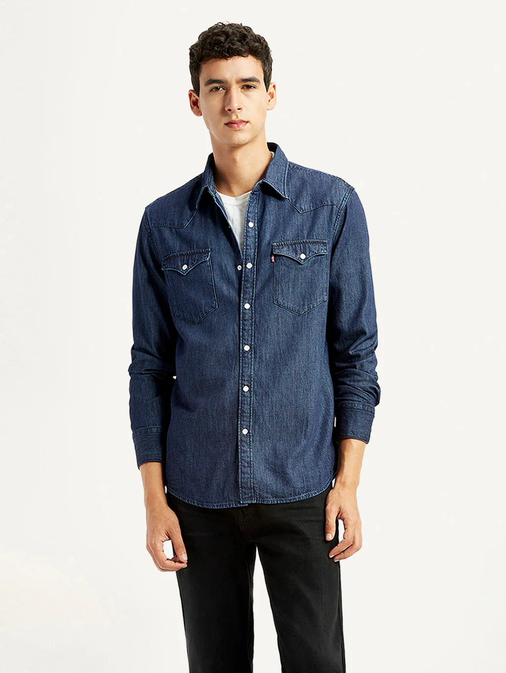 Men's Solid Indigo Slim Fit Shirt - Image 5