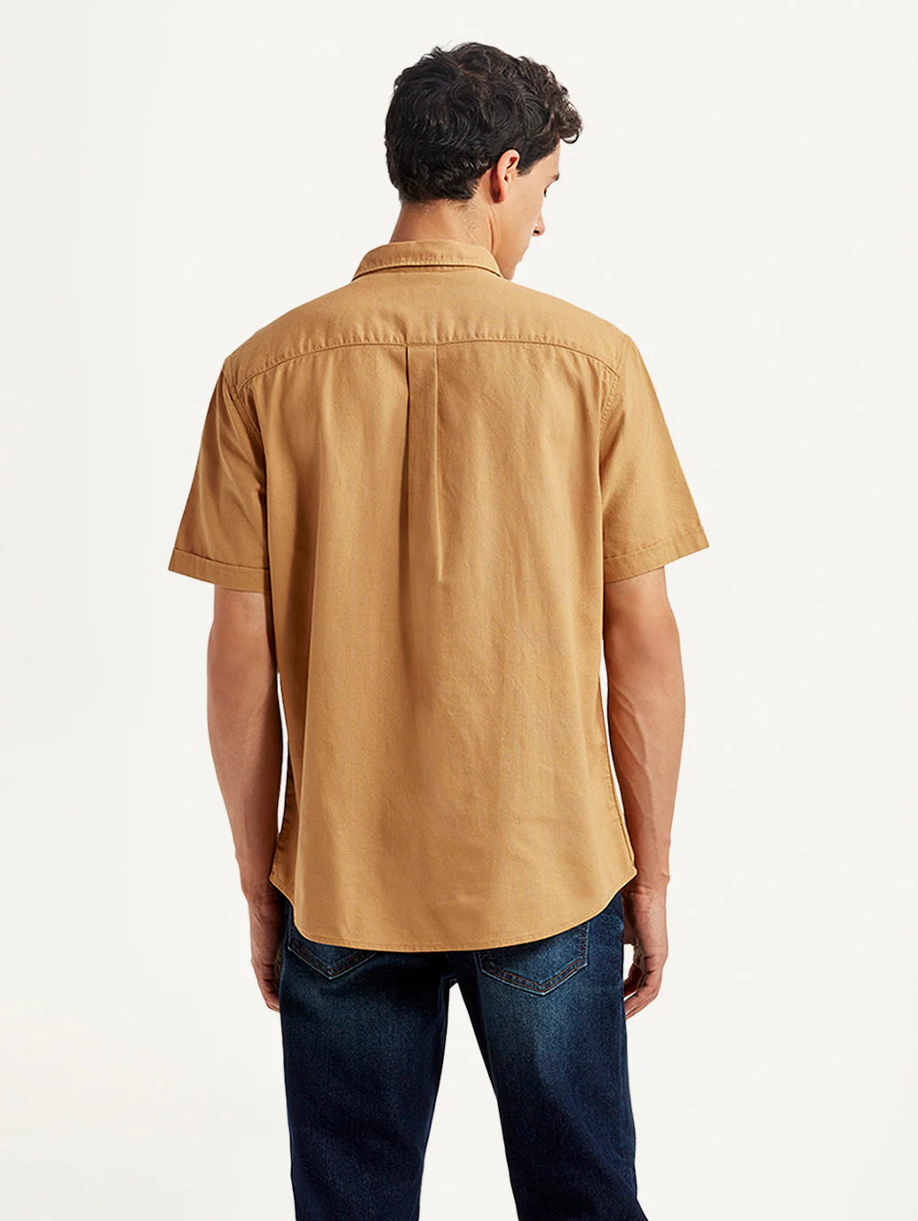 Men's Solid Yellow Slim Fit Oxford Shirt - Image 2