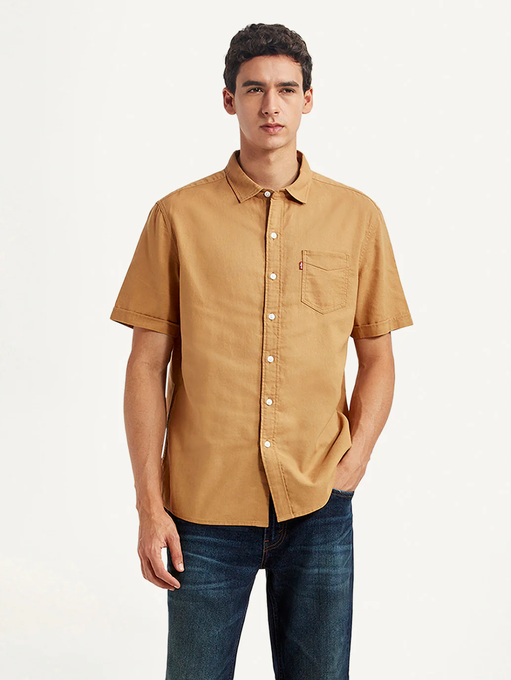Men's Solid Yellow Slim Fit Oxford Shirt - Image 4