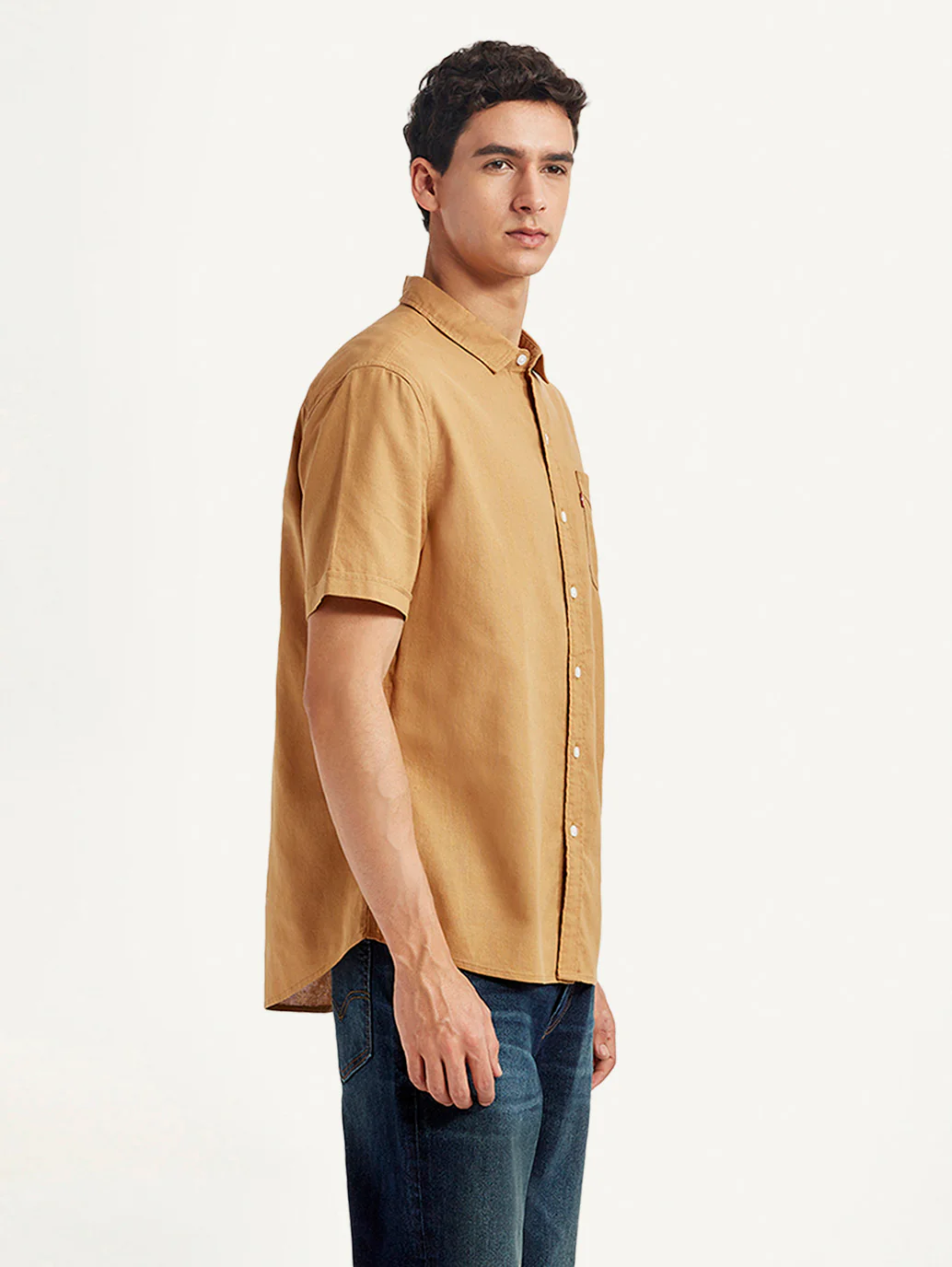Men's Solid Yellow Slim Fit Oxford Shirt - Image 5